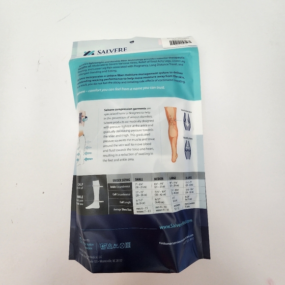 ❤️2/$15 Salvere Knee High, black Compression Closed Toe Unisex Socks, 20-30 mmHg - Picture 6 of 8